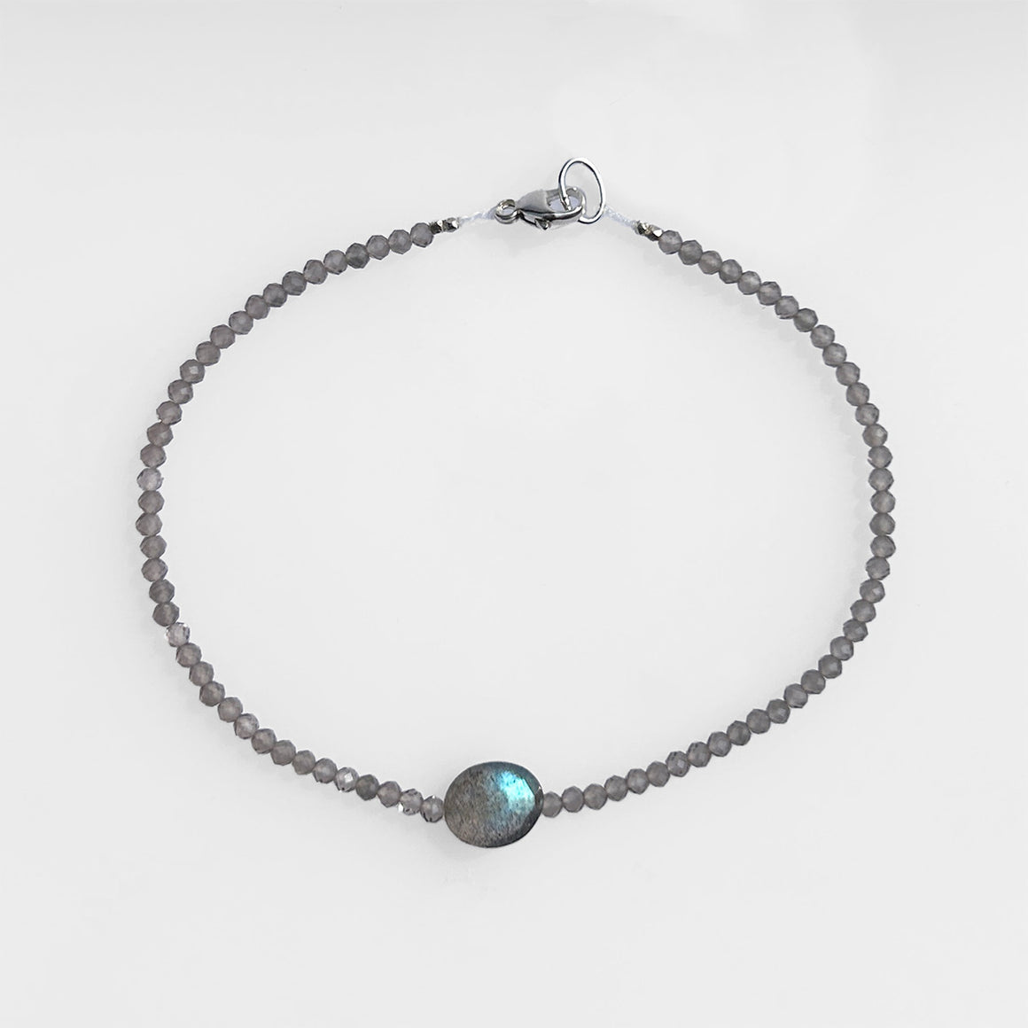 Grey Moonstone + Labradorite Beaded Bracelet