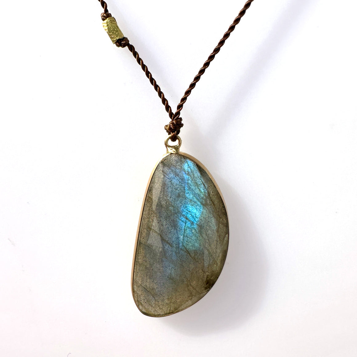 Labradorite  18k Bezel Cord Necklace