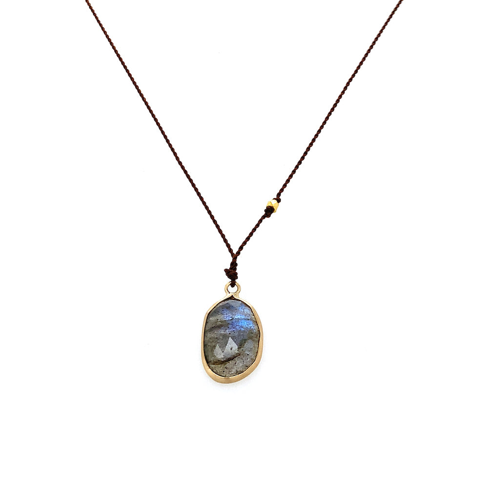 14k Labradorite Bezel Necklace