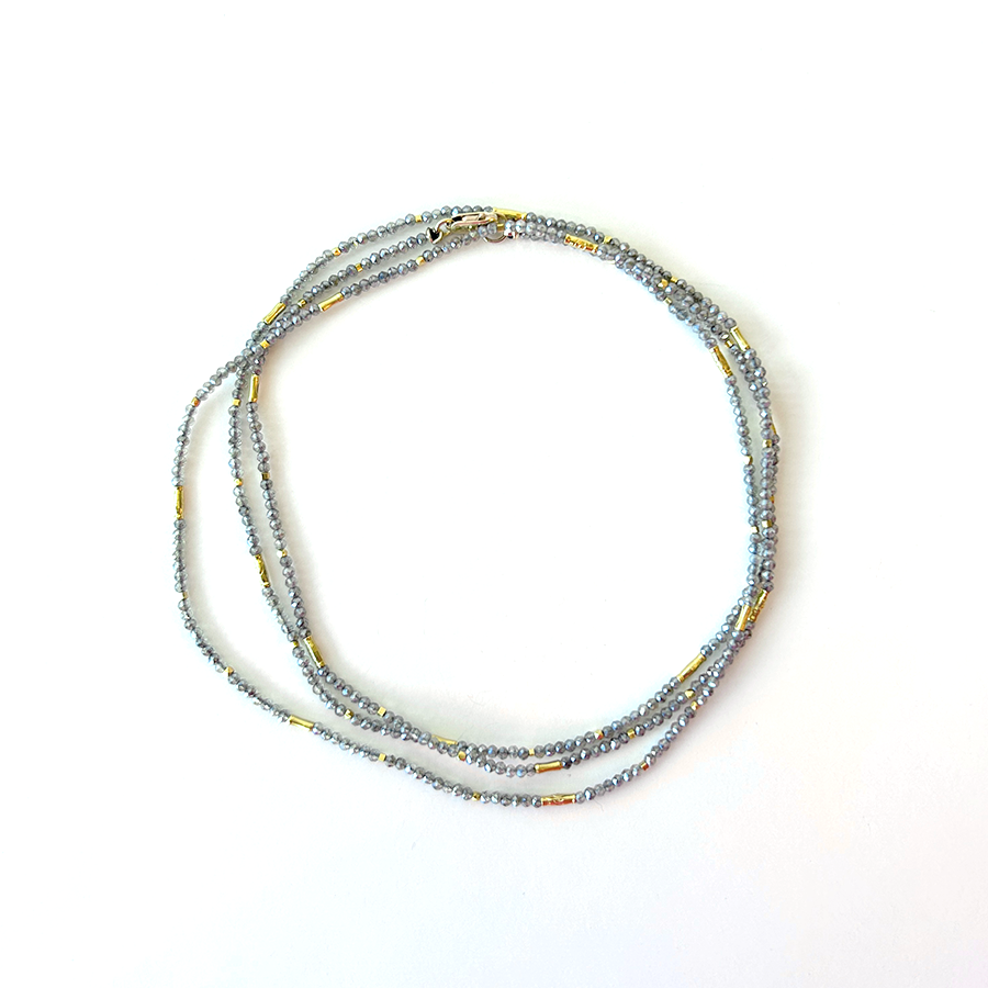 32" Seed Bead Necklace - Mystic Labradorite + Vermeil