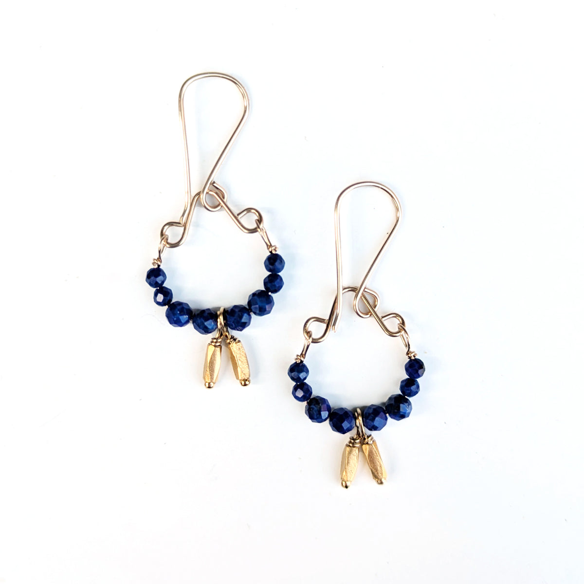 Seed Bead Chandelier Earrings - Lapis + Gold Vermeil Beads