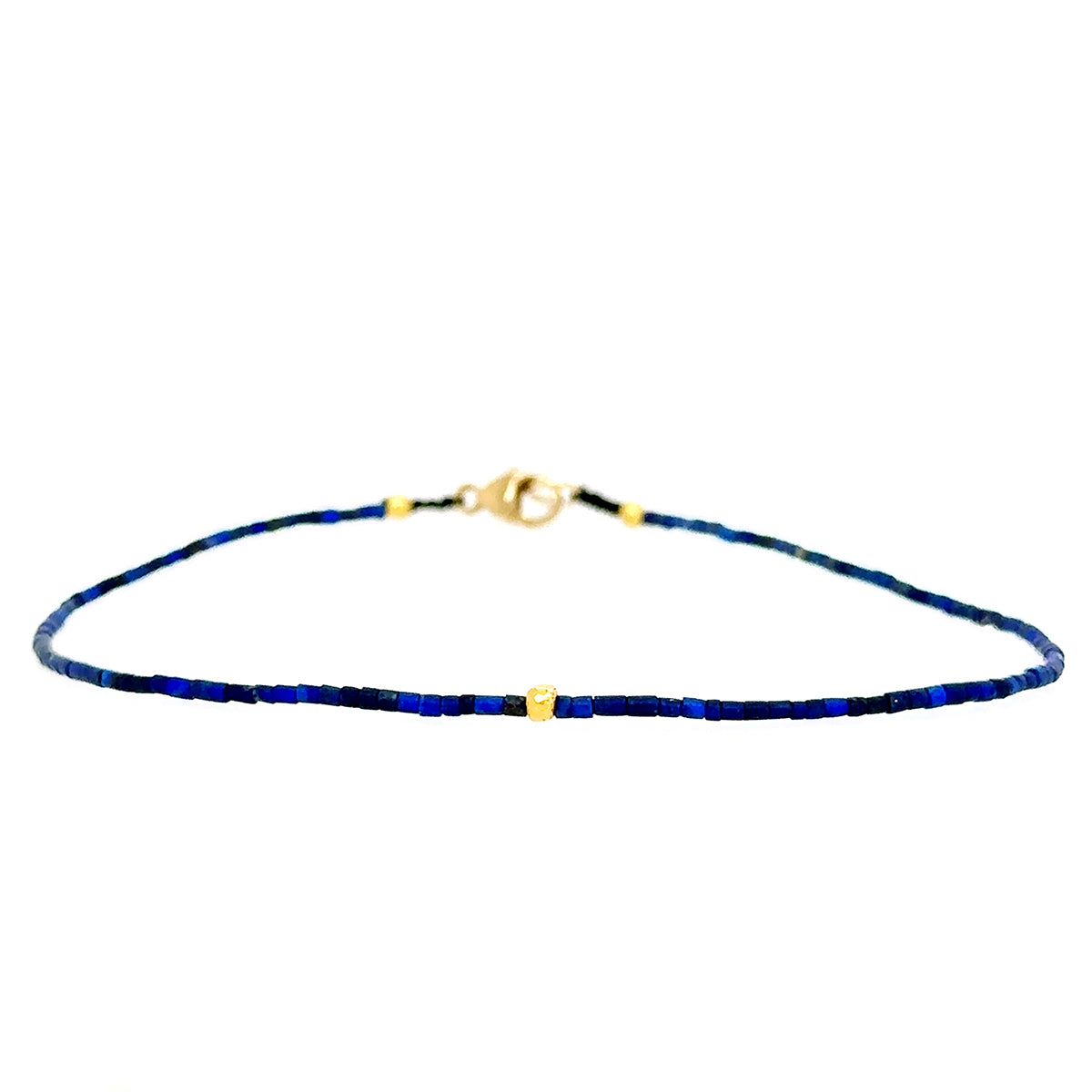 Heishi Lapis + 18k Tiny Bead Strand Bracelet