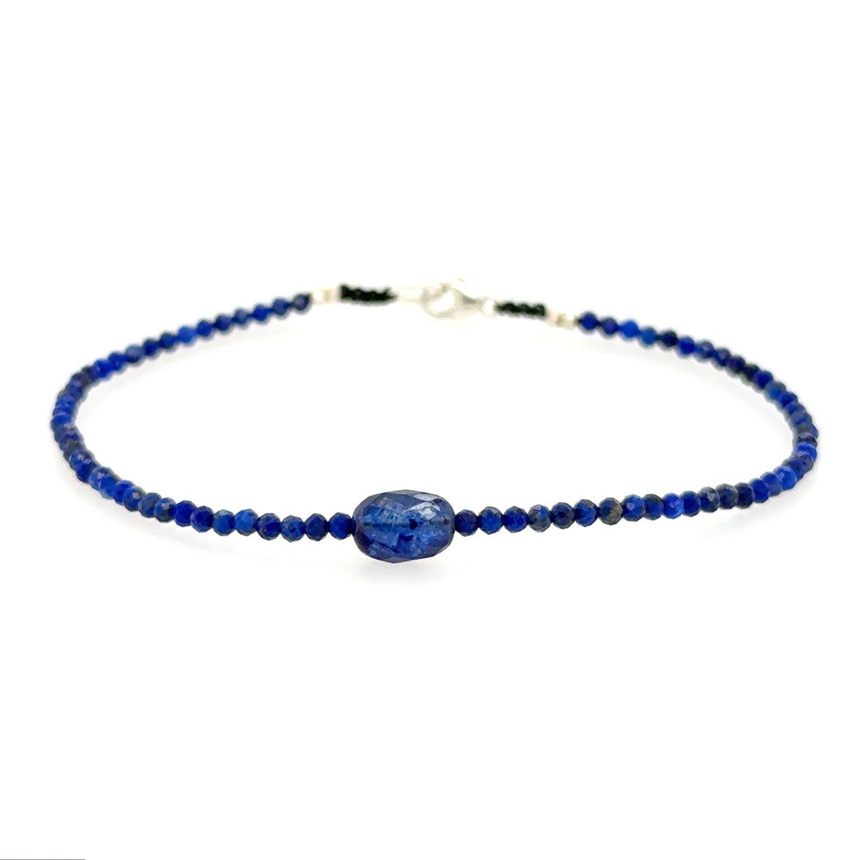 Lapis + Sapphire Bead Strand Bracelet