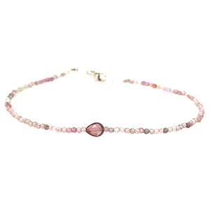 Lavender Pink Tourmaline Beaded Bracelet