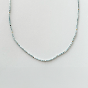 19" Bead Necklace - Aquamarine + Gold Vermeil