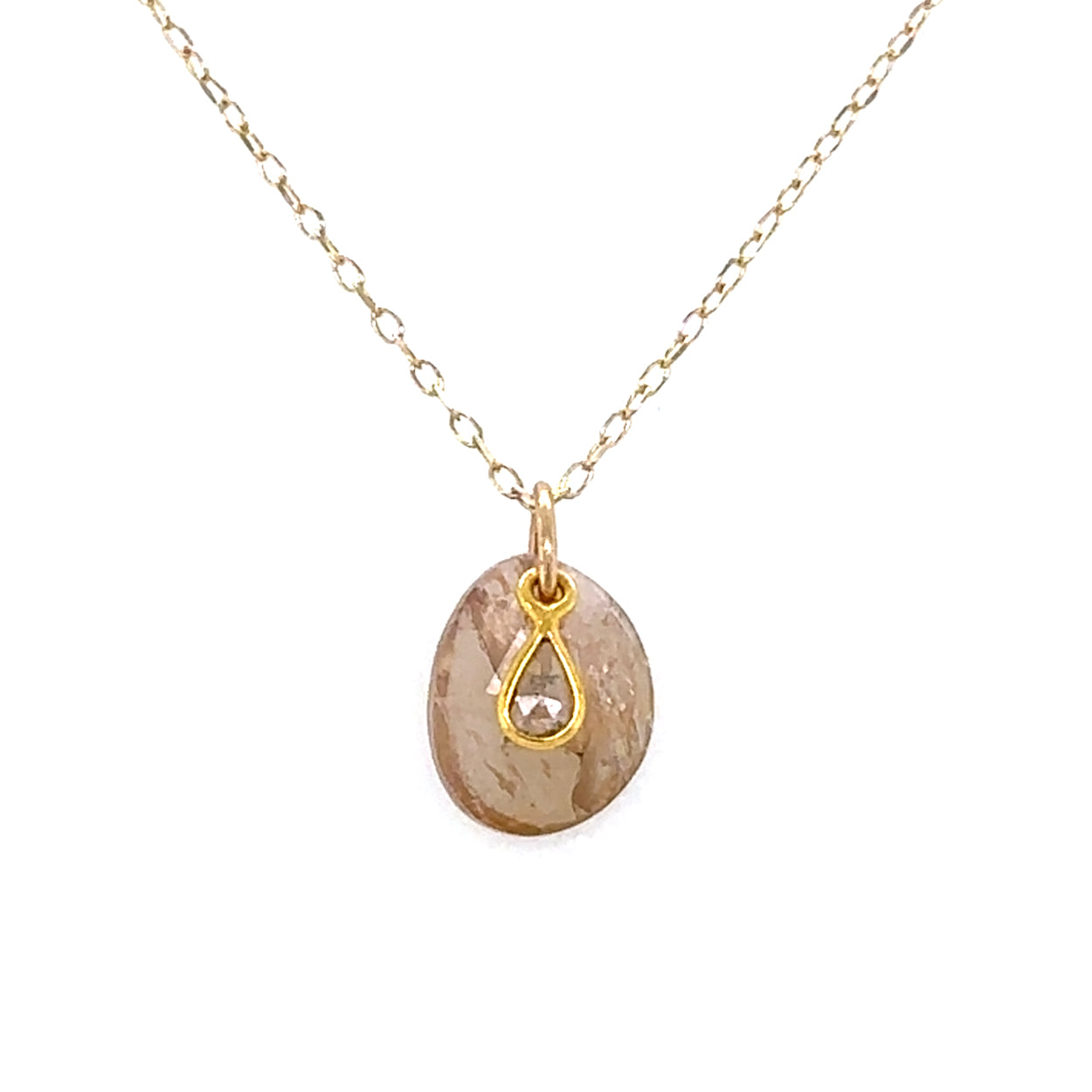 Champagne Tourmaline + Diamond Sandpiper Necklace on Fine Chain