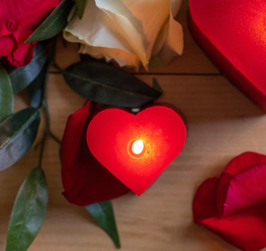 Small Beeswax Heart Votive - Red