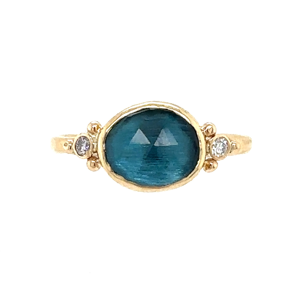 Audrey London Blue Topaz Ring with Diamonds