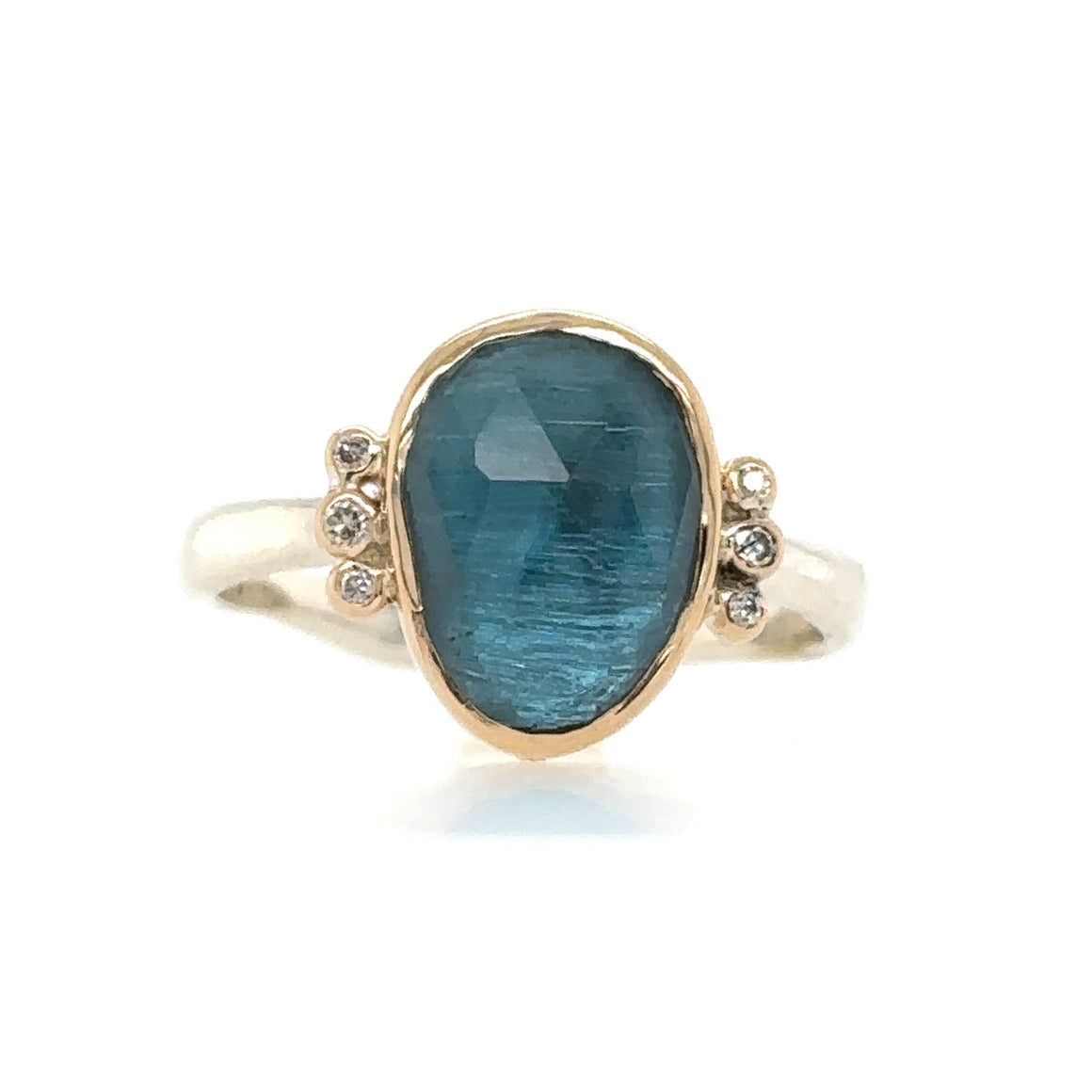 London Blue Topaz + Diamond Whisker Ring