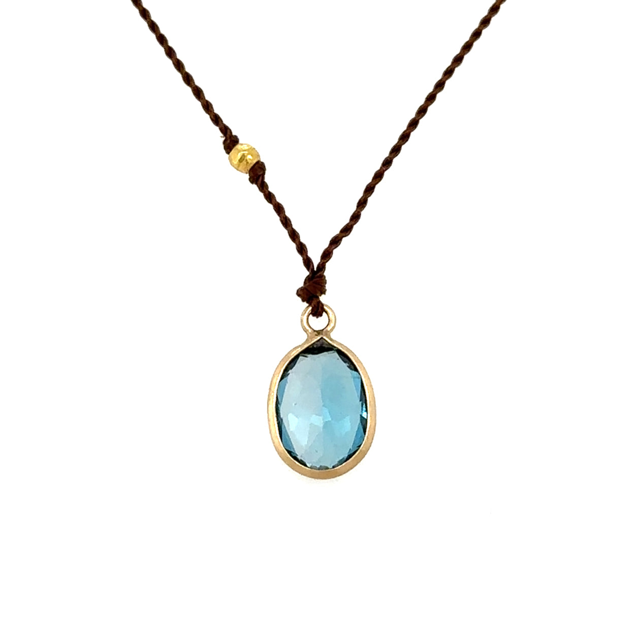 London Blue Topaz Lark Bezel Cord Necklace