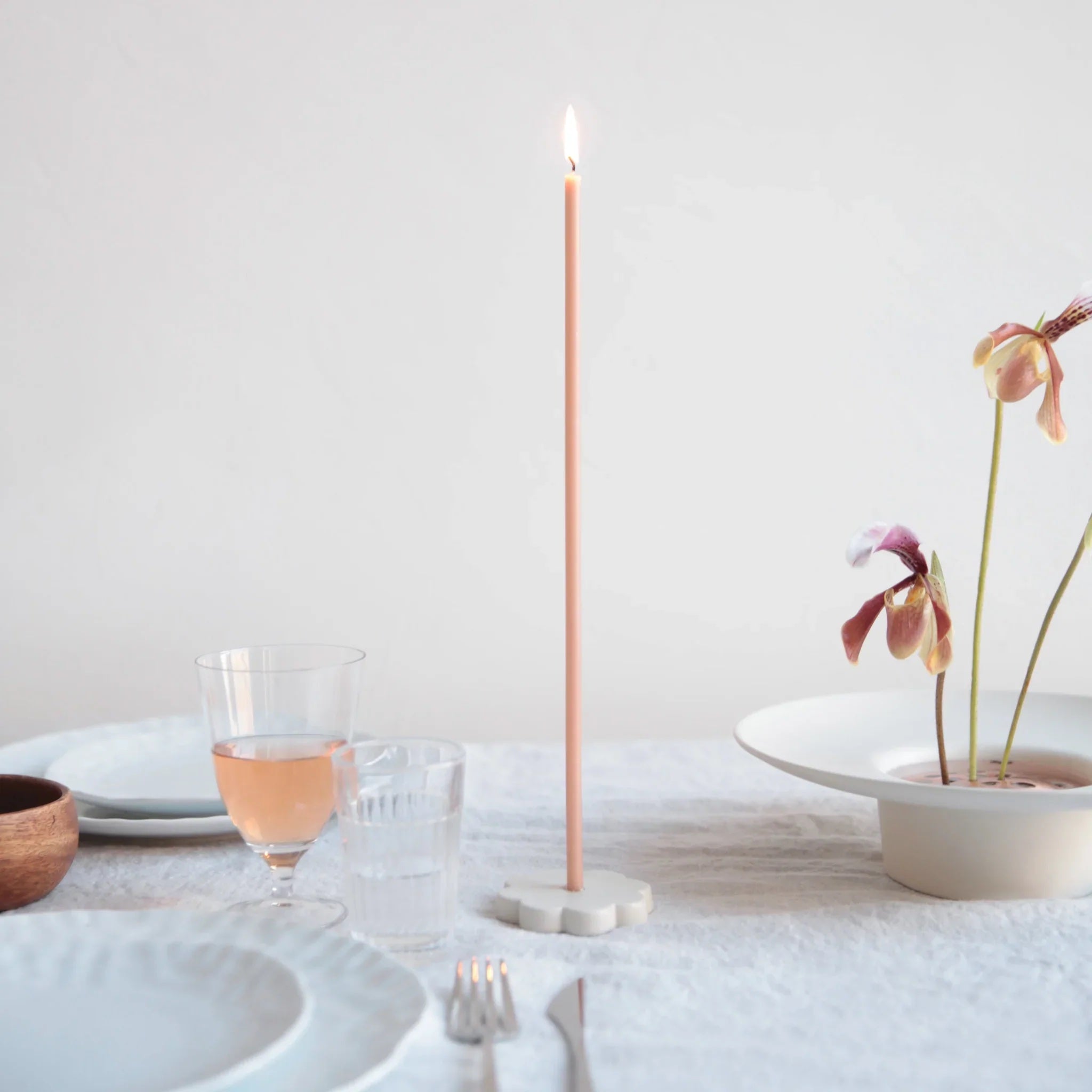 Ceramic Fleur Long Stem Candle Holder