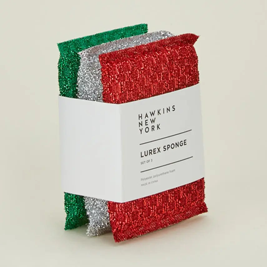 Lurex Metallic Sponge Trio - Red + Silver + Green