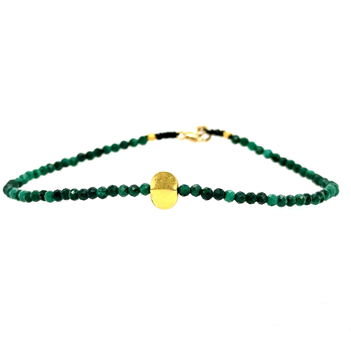 Malachite + 18k Flat Oval Accent Strand Bracelet