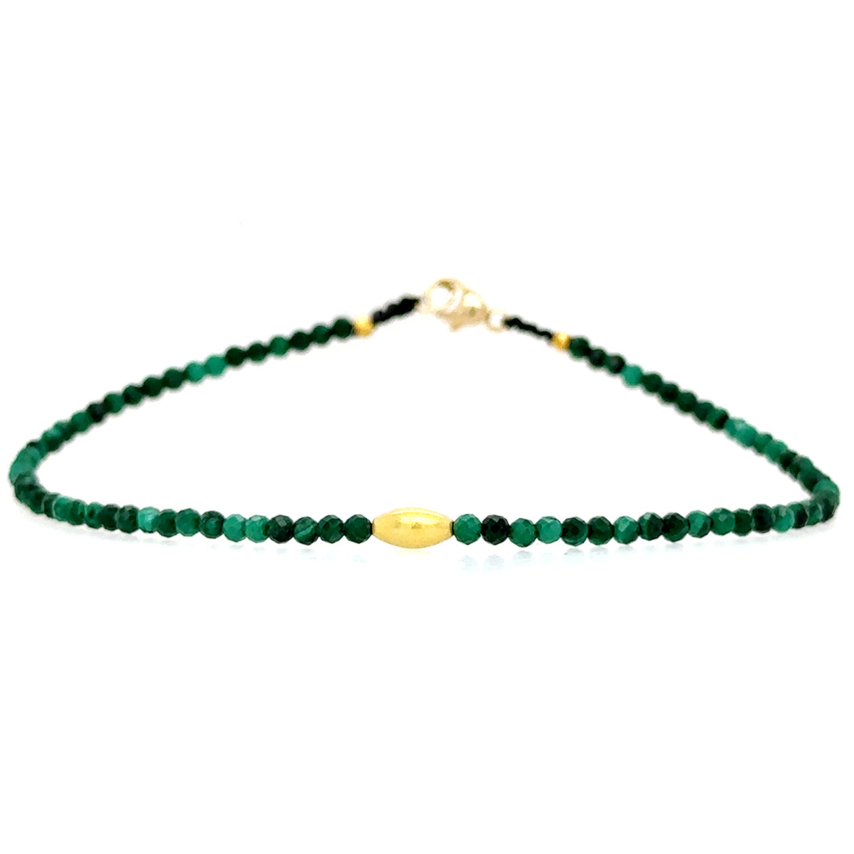 Malachite + 18k Rice Accent Strand Bracelet