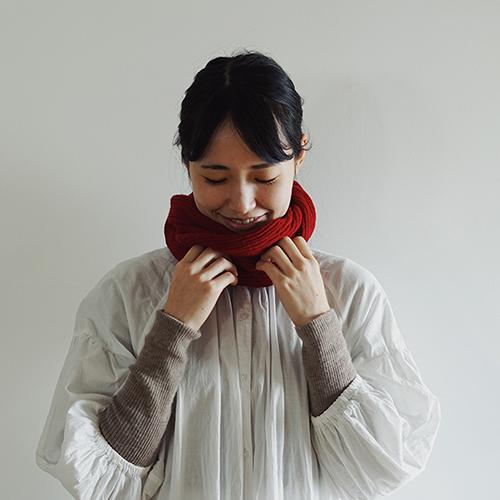 Merino Wool Snood Scarf  (Red)