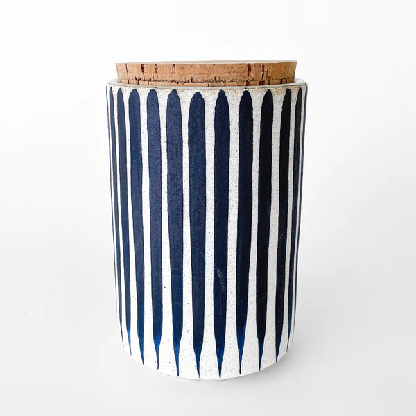 Indigo Stripe Canister - Medium 7"