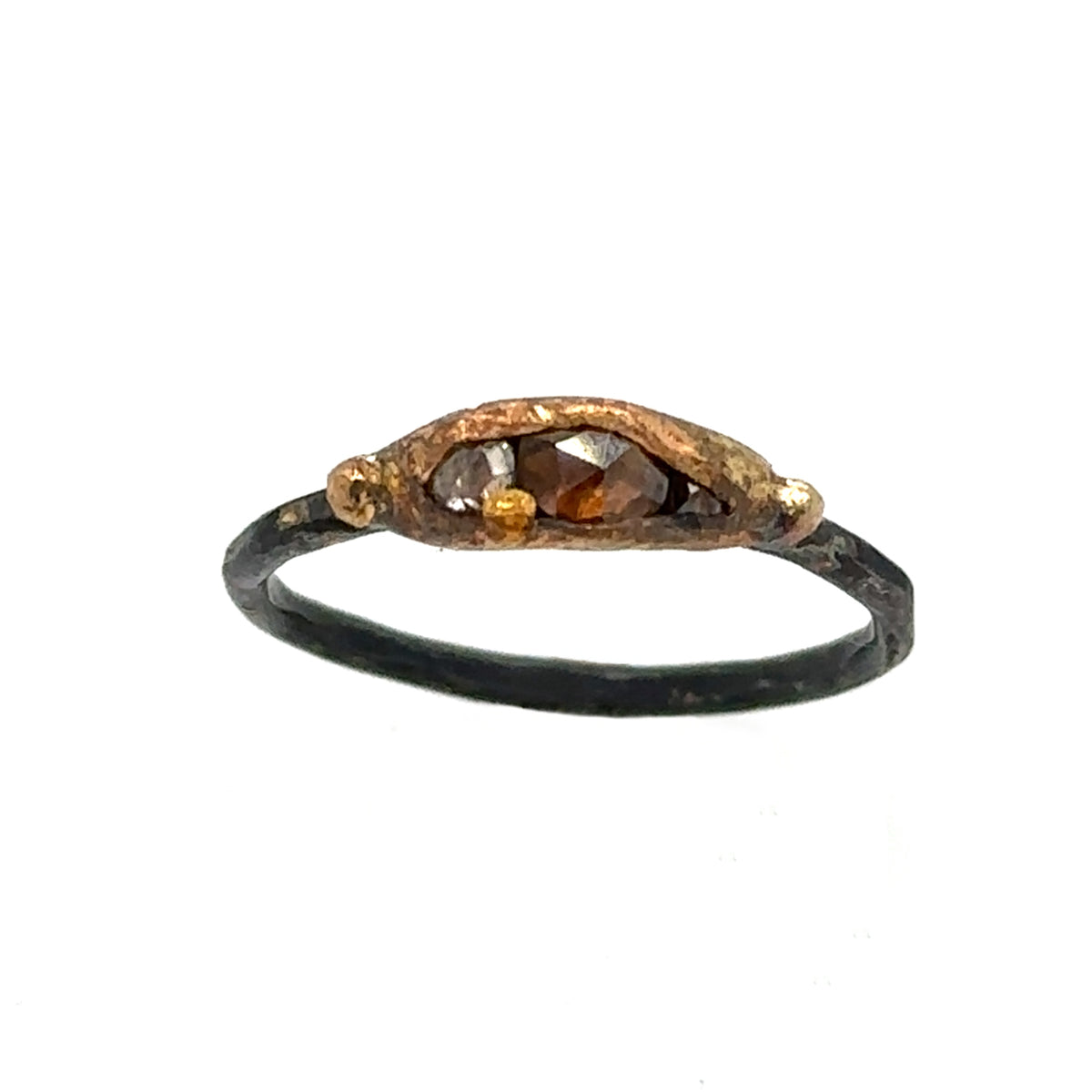 Mini Rose Cut Diamond Pod Ring - Mixed Metal