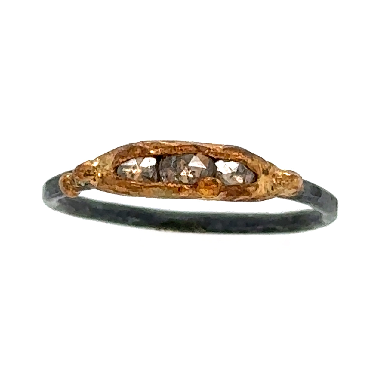 Mini Rose Cut Diamond Pod Ring - Mixed Metal