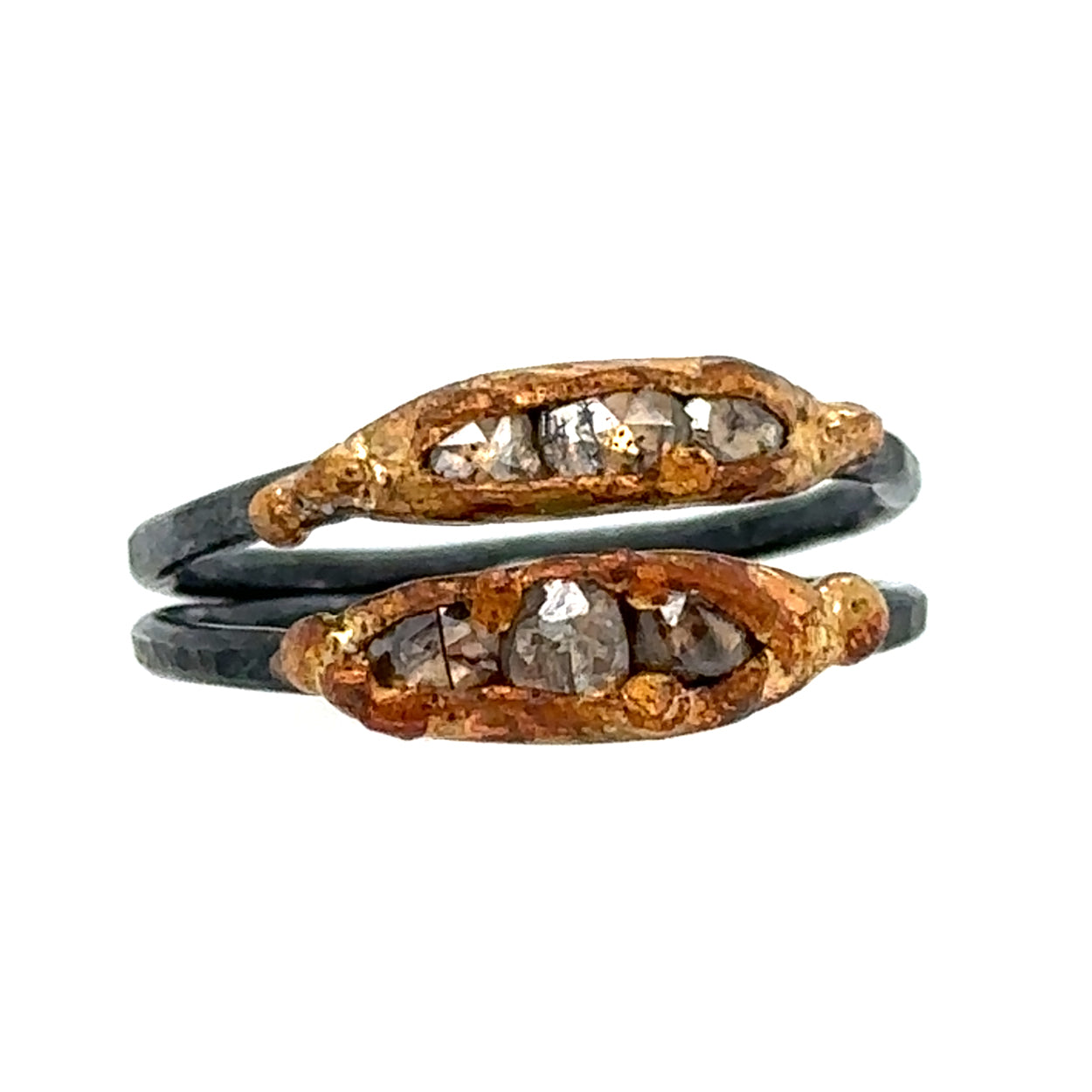 Mini Rose Cut Diamond Pod Ring - Mixed Metal
