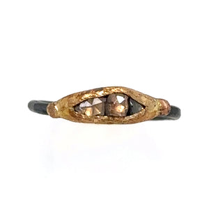 Mini Rose Cut Diamond Pod Ring - Mixed Metal