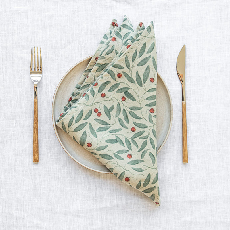 Linen Napkin - Mistletoe, Set of 2