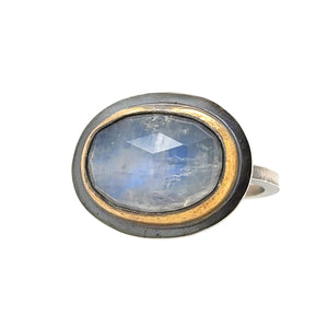 Rainbow Moonstone East-West Ring