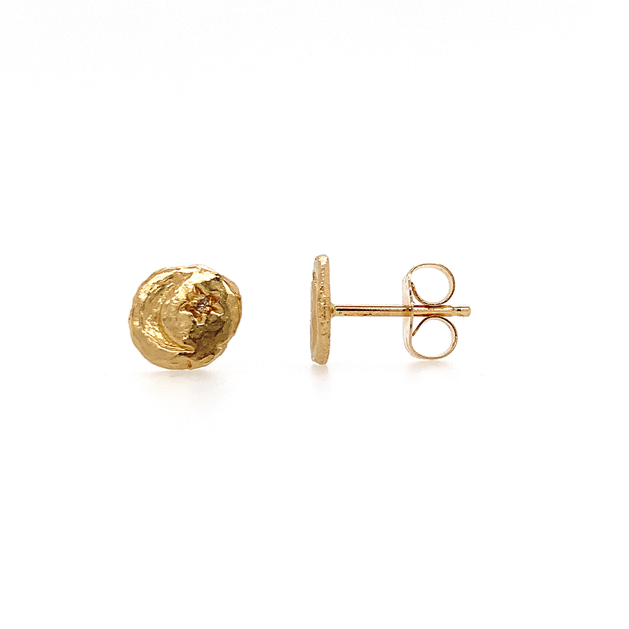 14k Moon + Star Coin Studs