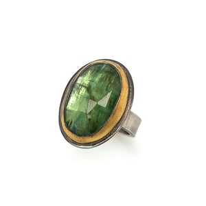 Mossy Green Kyanite Ring (SS/24k)