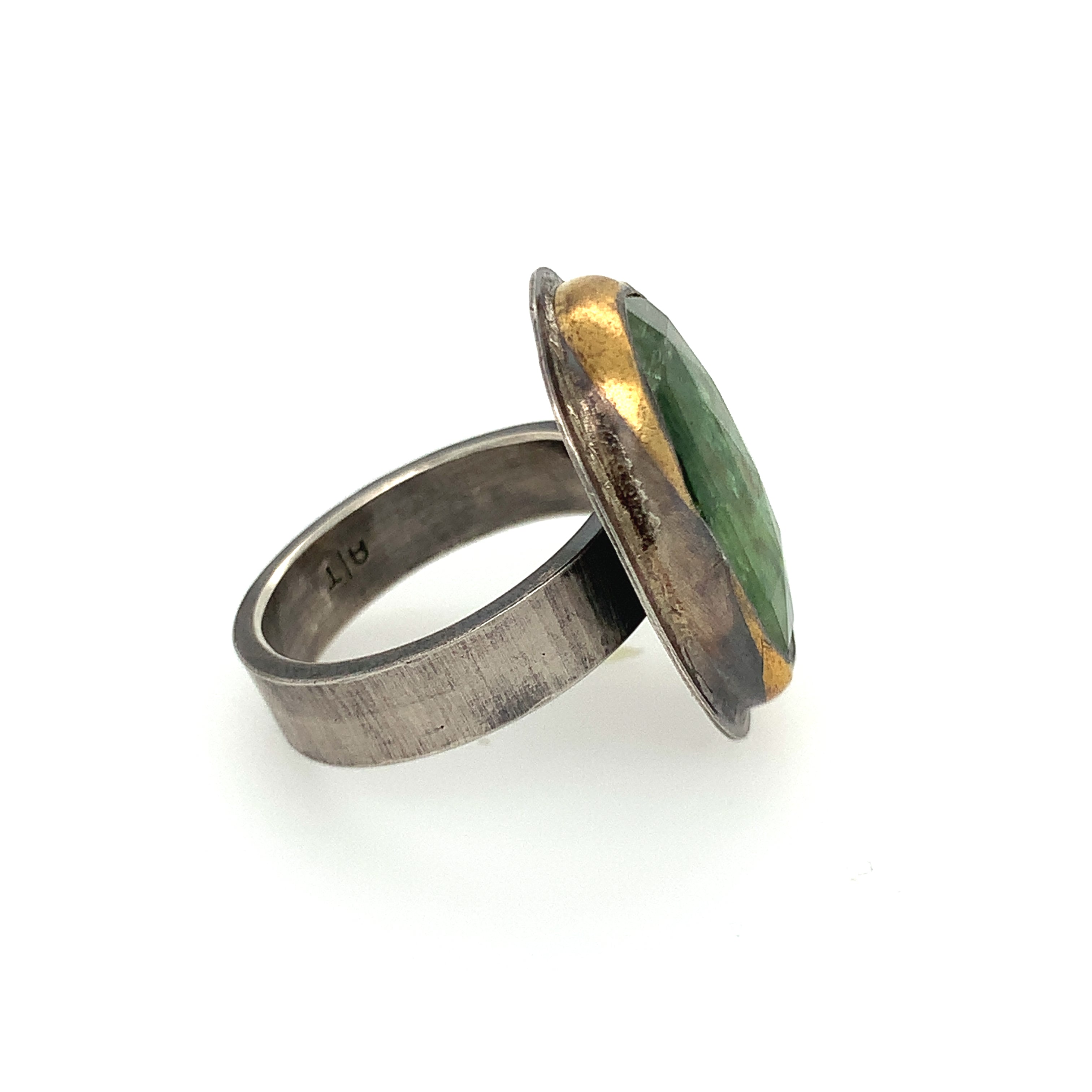 Mossy Green Kyanite Ring (SS/24k)