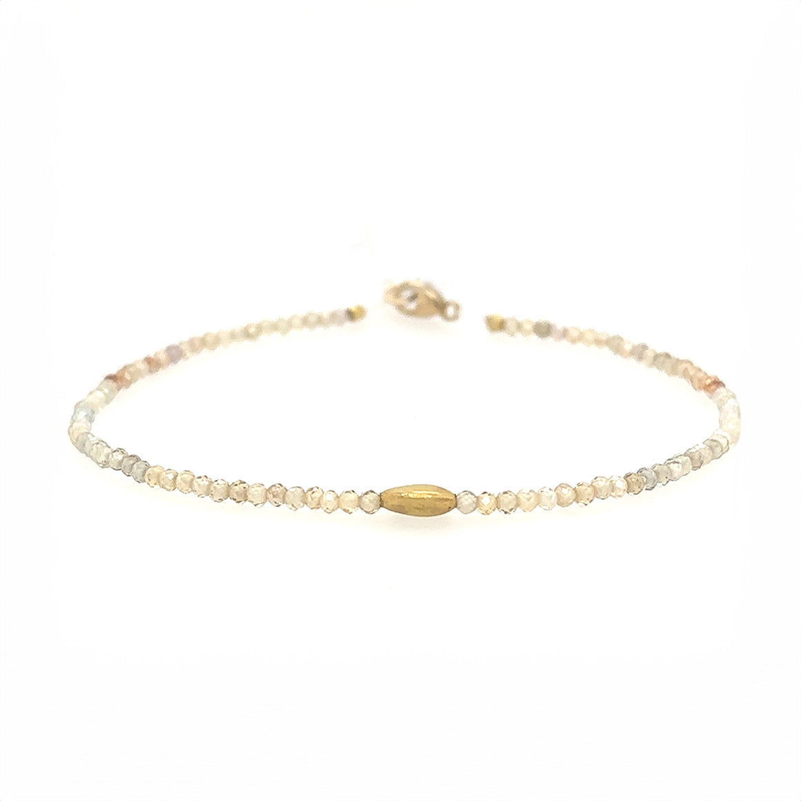 Pale Yellow Zircon + 18k Beaded Bracelet