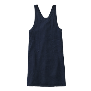 Linen Over Dress Apron (Navy Blue)
