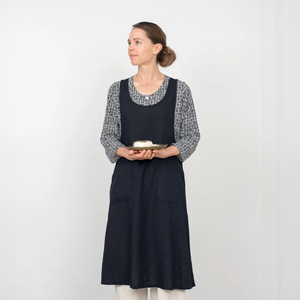 Linen Over Dress Apron (Charcoal)