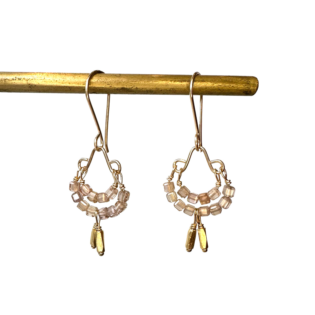 Seed Bead Chandelier Earrings - Champagne Zircon