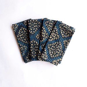 Block Printed Cotton Napkin Set/4 - Nimes Navy