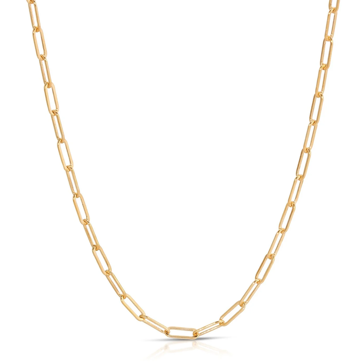 Flat Paperclip Chain Necklace - Gold PVD