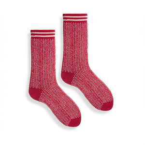 Lisa B Nordic Stripe Crew Sock - Red