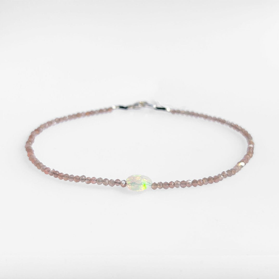 Chocolate Moonstone + Opal Beaded Bracelet