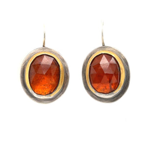 Latching Orange Kyanite Keum-Boo Oval Earrings