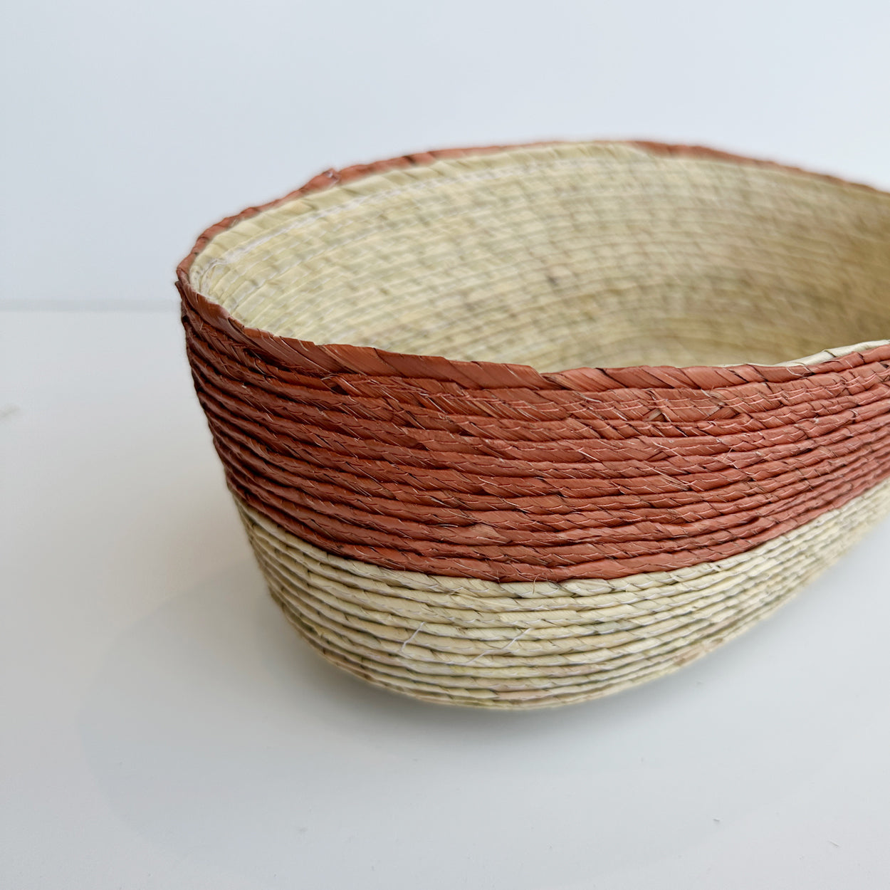 Small Oval Palm Basket - Petalo Stripe