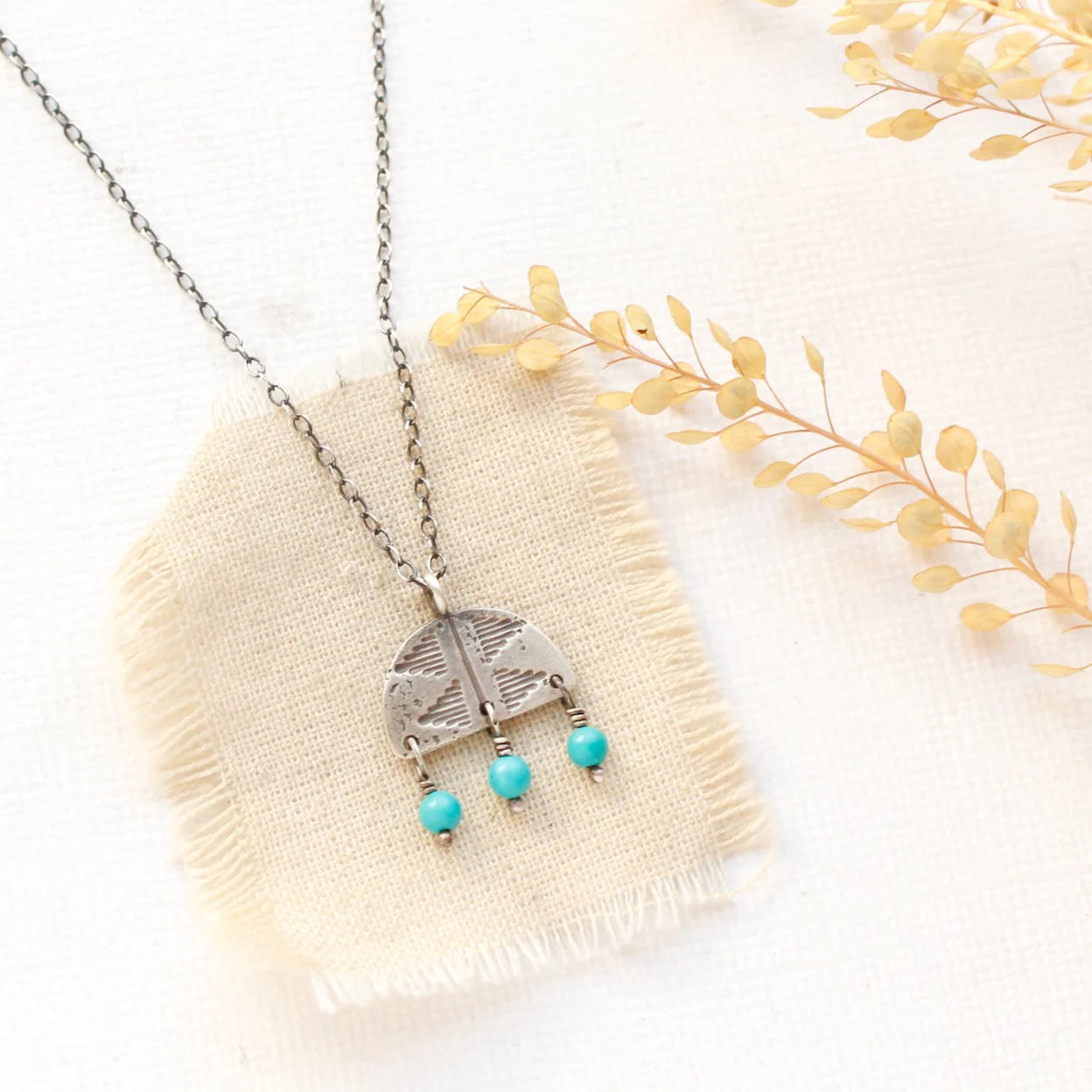 Pakal Arch Turquoise Fringe Necklace