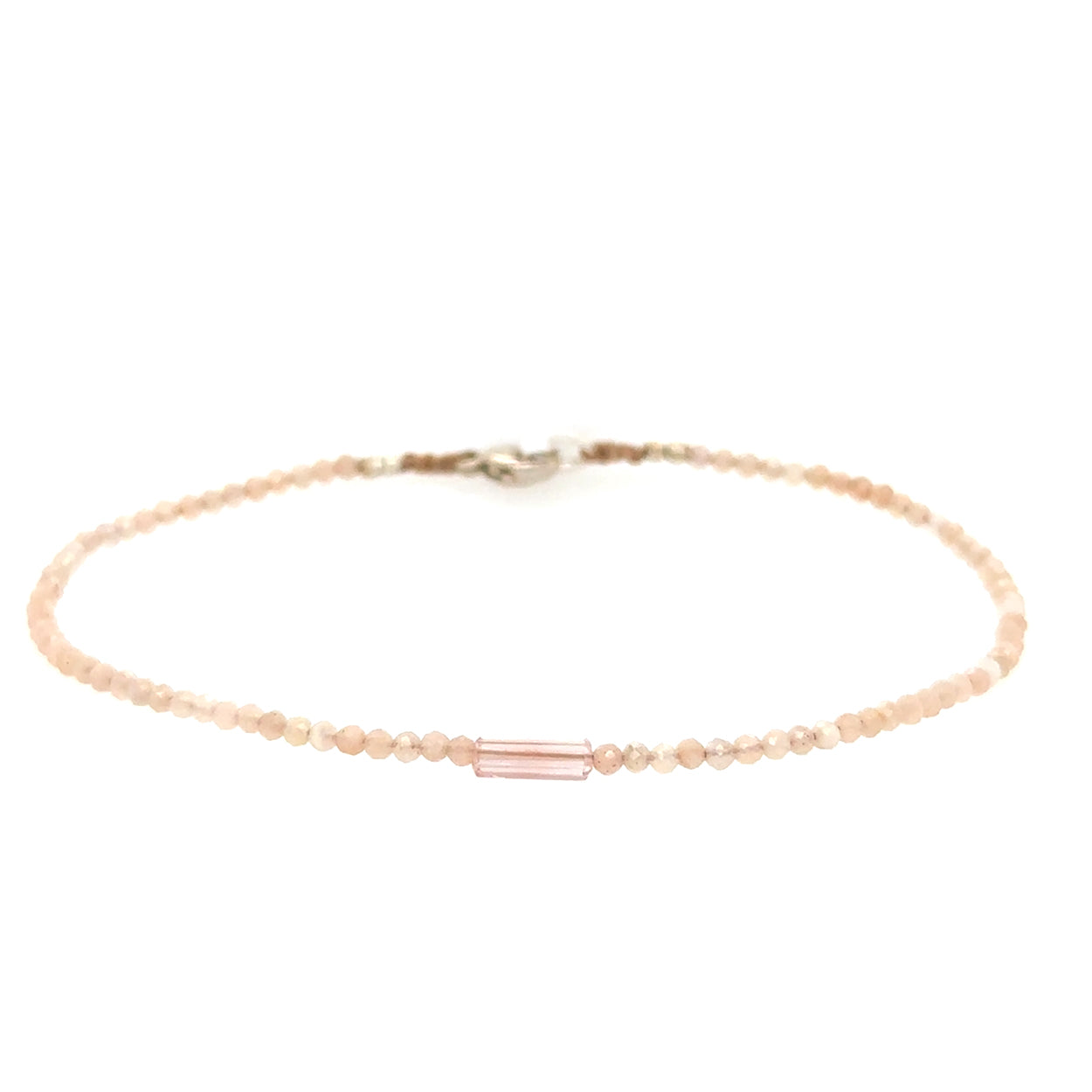 Peach Moonstone + Tourmaline Bead Strand Bracelet