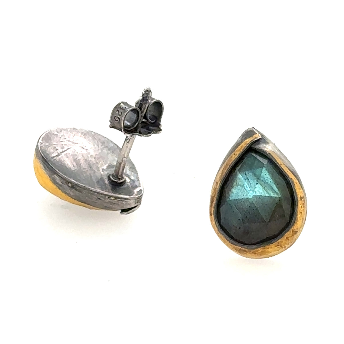 Pear Labradorite Keum-Boo Fold Studs