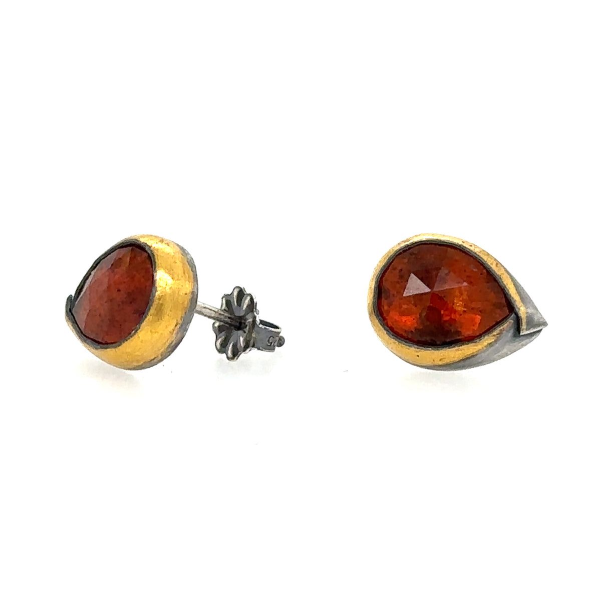 Pear Orange Kyanite Keum-Boo Fold Studs