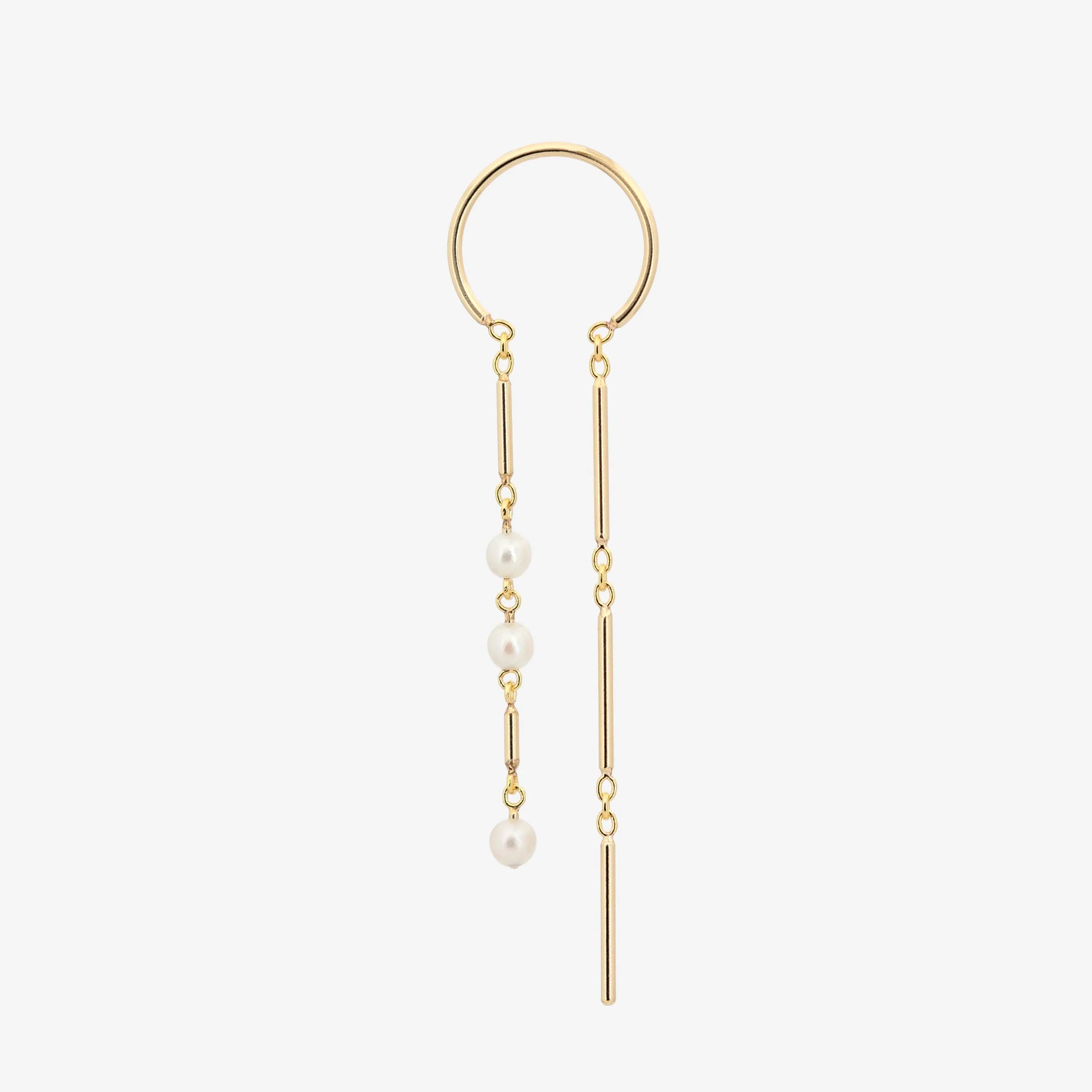 Gold Chime Earring With Pearls Low - SINGLE