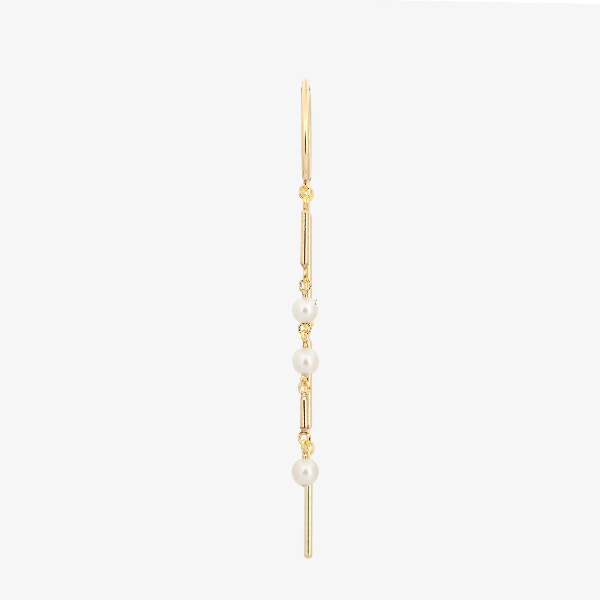 Gold Chime Earring With Pearls Low - SINGLE