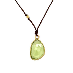 Peridot 18k Bezel Cord Necklace