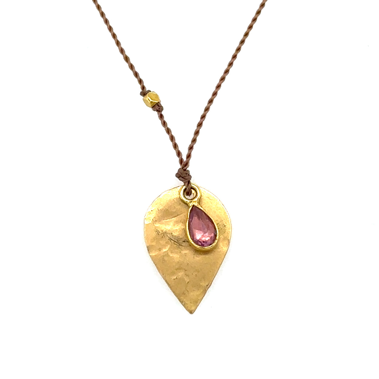 Pink Sapphire Gold Petal Cord Necklace