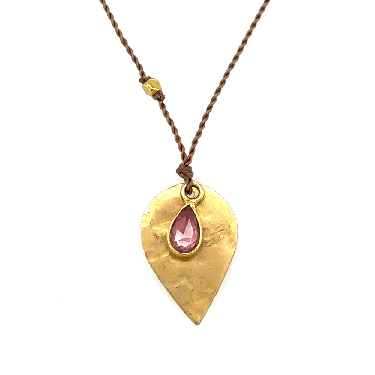 Pink Sapphire Gold Petal Cord Necklace