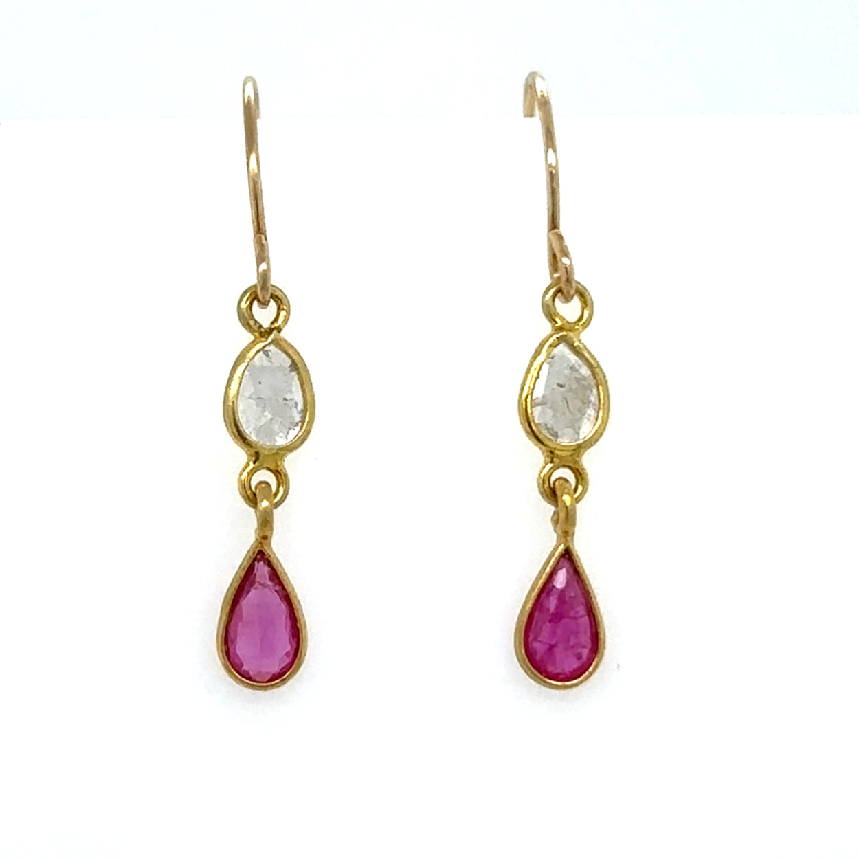 Phoebe Diamond Slice + Ruby Earrings