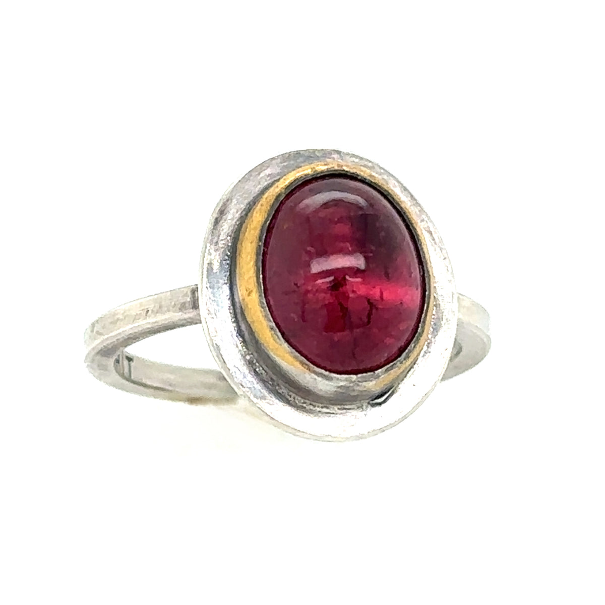 Pink Tourmaline Cabochon Keum-Boo Rim Ring
